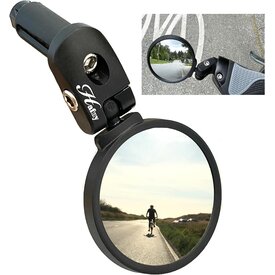 HAFNY Hafny HF-M853-FR03 Alloy Bar End Bicycle Mirror (Stainless Steel Lens) - Left OR Right - BLACK