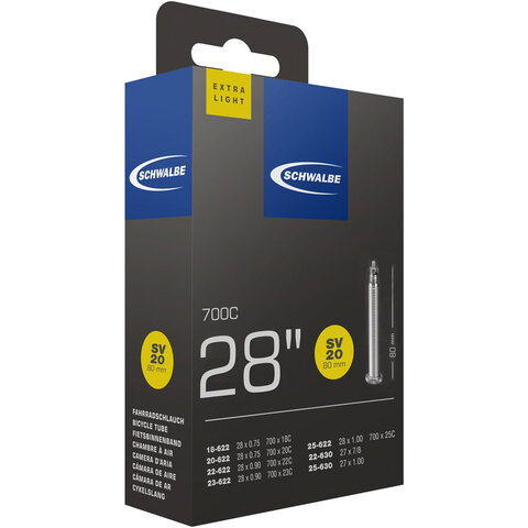 Bicycle Inner Tube - 700c x 18 - 25mm - Presta Valve: 80mm - Extra Light - Schwalbe