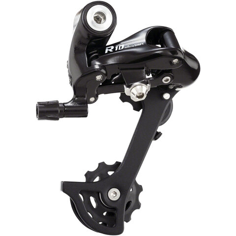 microSHIFT R10 Rear Derailleur - 10-Speed, Medium Cage, Shimano Road Compatible, Black