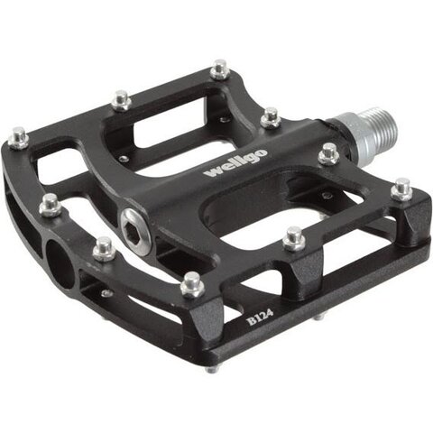 Wellgo B124 SEALED BEARING Platform Pedals, 9/16" - BLACK