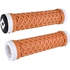 ODI LOCK-ON VANS BMX or MTB bicycle flangeless grips - GUM w/ WHITE CHECKERBOARD collars