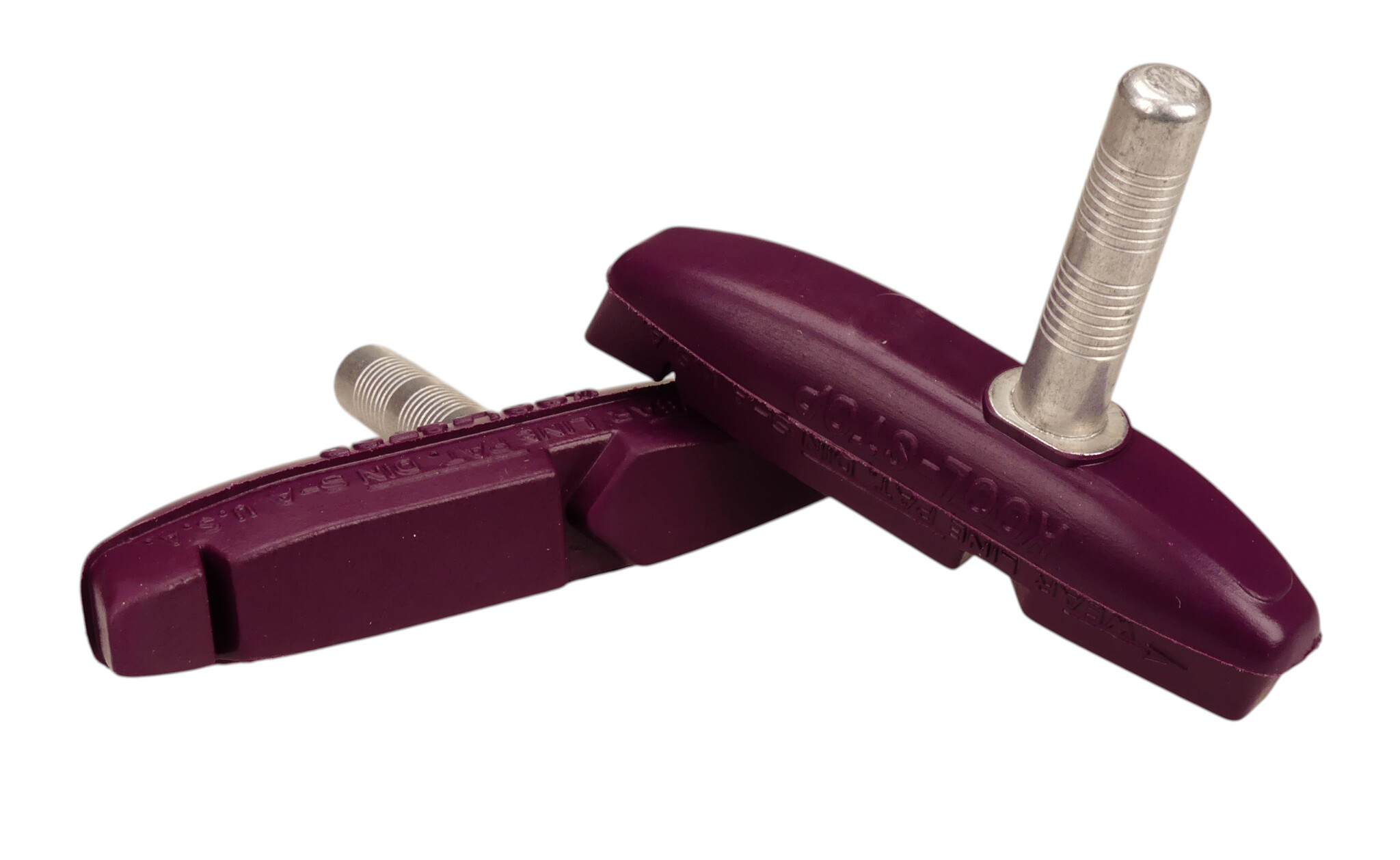 Contec V-stop Pastiglie Freno Per V-Brake, 2 Paia, Mescola Media, Gomma Medio-Dura, Simmetriche, Filettate 70mm, Colore Nero/Argento