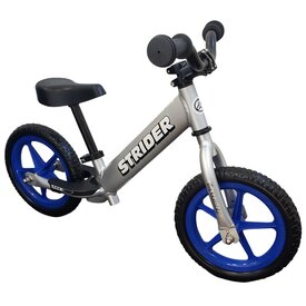Strider Strider 12" PRO balance bicycle SILVER frame w/ BLUE wheels