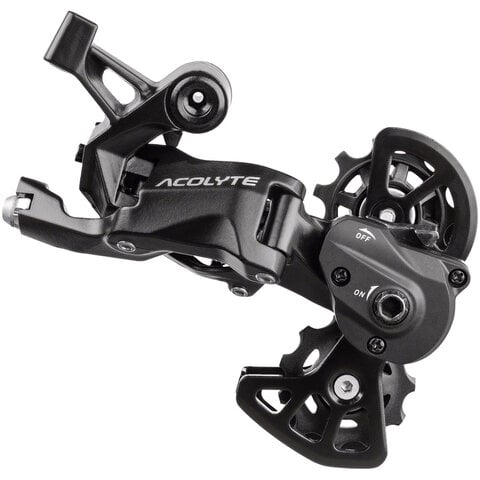microSHIFT Acolyte Super Short Rear Derailleur - 8 Speed, Super Short Cage, Black, With SpringLock