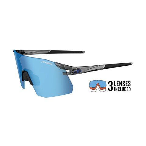Tifosi Moab XC, Crystal Smoke Interchangeable Sunglasses Clarion Blue/AC Red/Clear