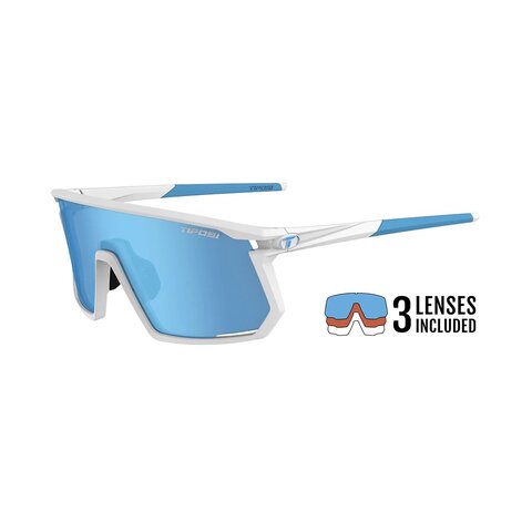 Tifosi Moab, Matte White Interchangeable Sunglasses Clarion Blue/AC Red/Clear