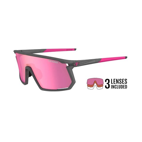 Tifosi Moab, Satin Vapor Interchangeable Sunglasses Clarion Sunset Pink/AC Red/Clear