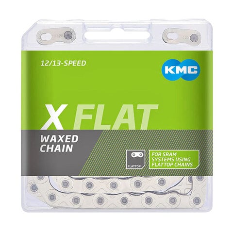 KMC X-Flat 12 speed waxed chain for SRAM AXS and T-type drivetrain - SILVER
