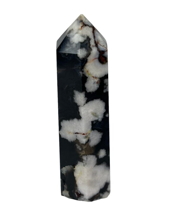 Black Flower Agate Tower with Druzy