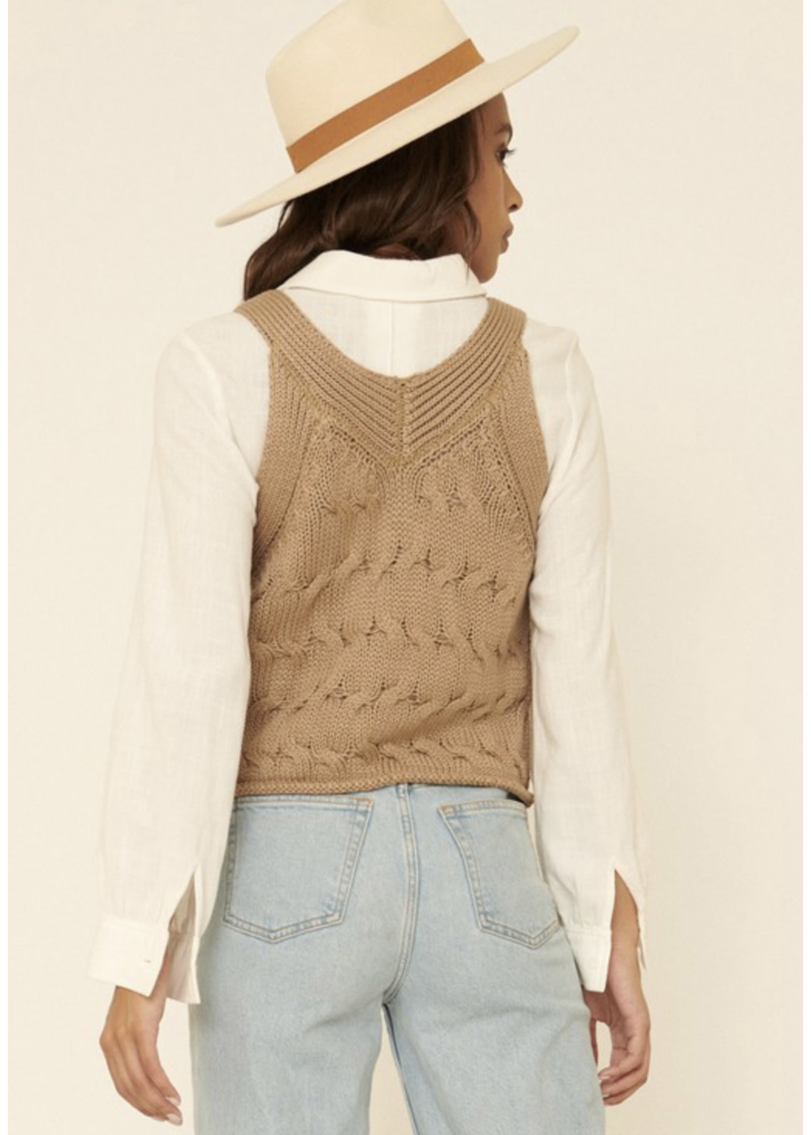Promesa Cable Knit V Neck Sweater Vest SP22