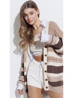 Miss Love Waffle Knit Colour Block Long Cardigan SP22