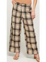 Miss Love Brushed Plaid Wide Legs Pants