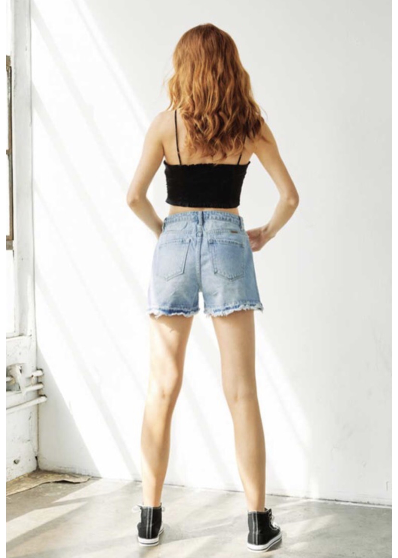 Kancan Kancan Highrise Exposed Button Hem Shorts