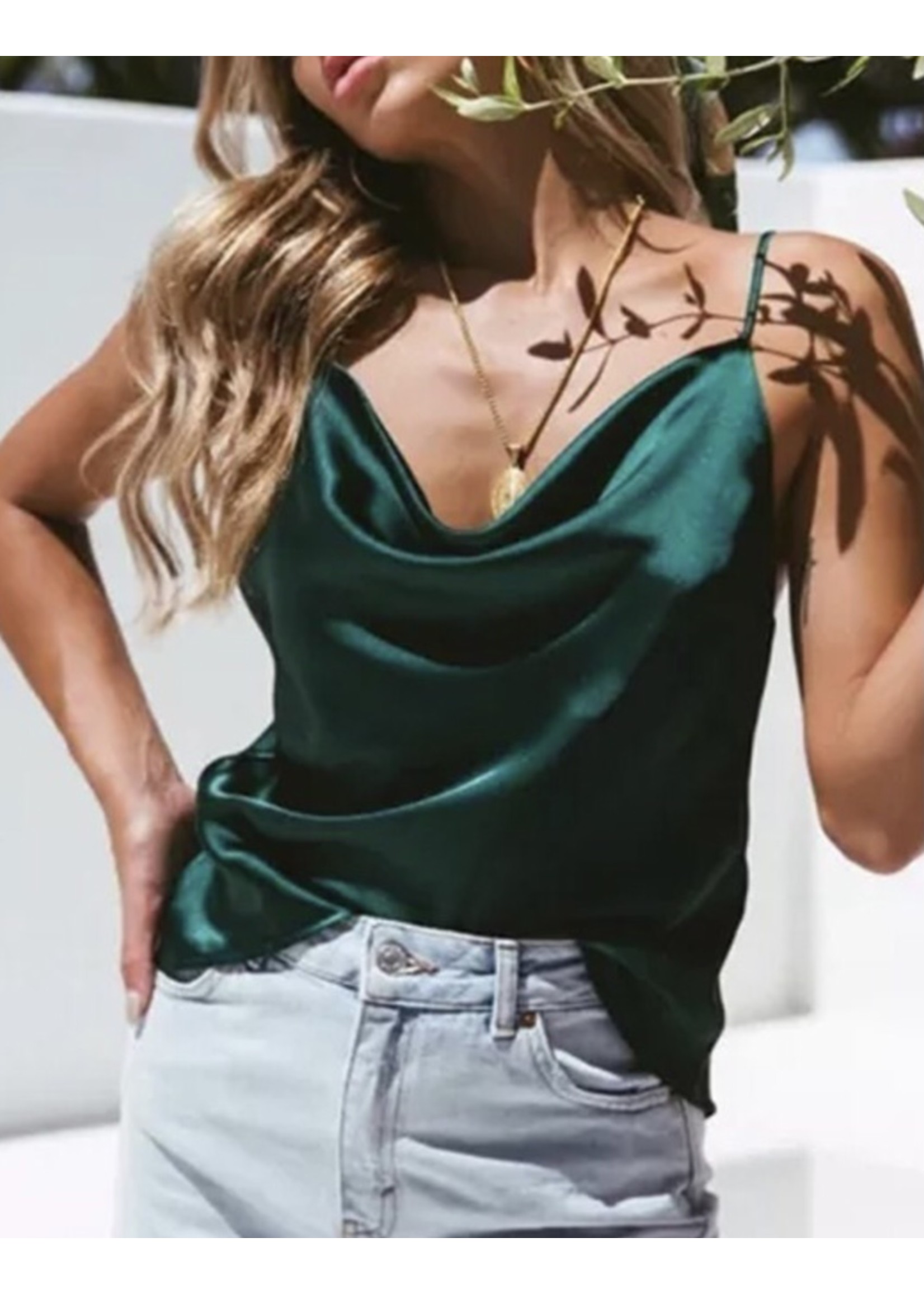 May Blue Satin Cami Top