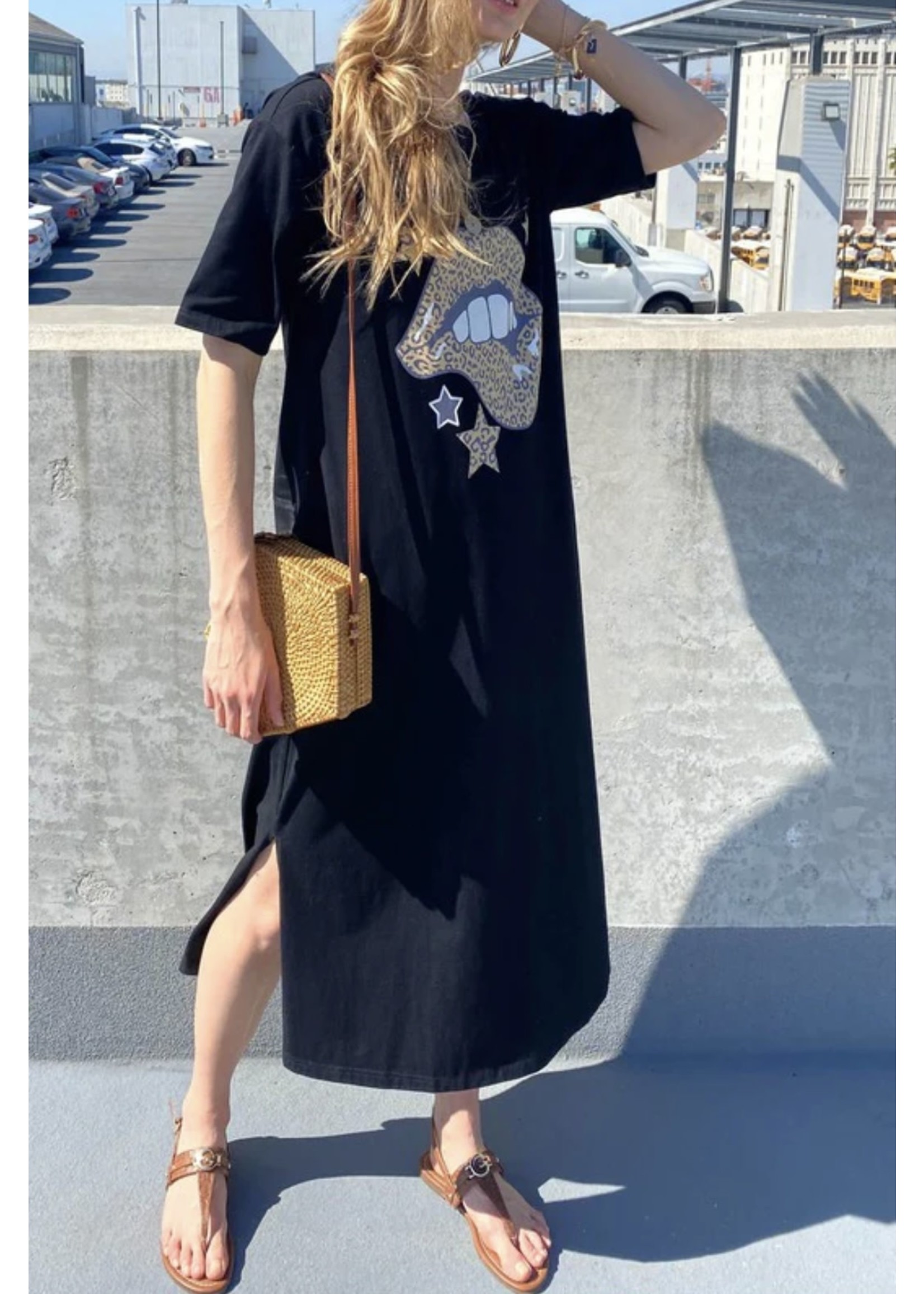 Cezele Leopard Lip T-shirt Dress FA22