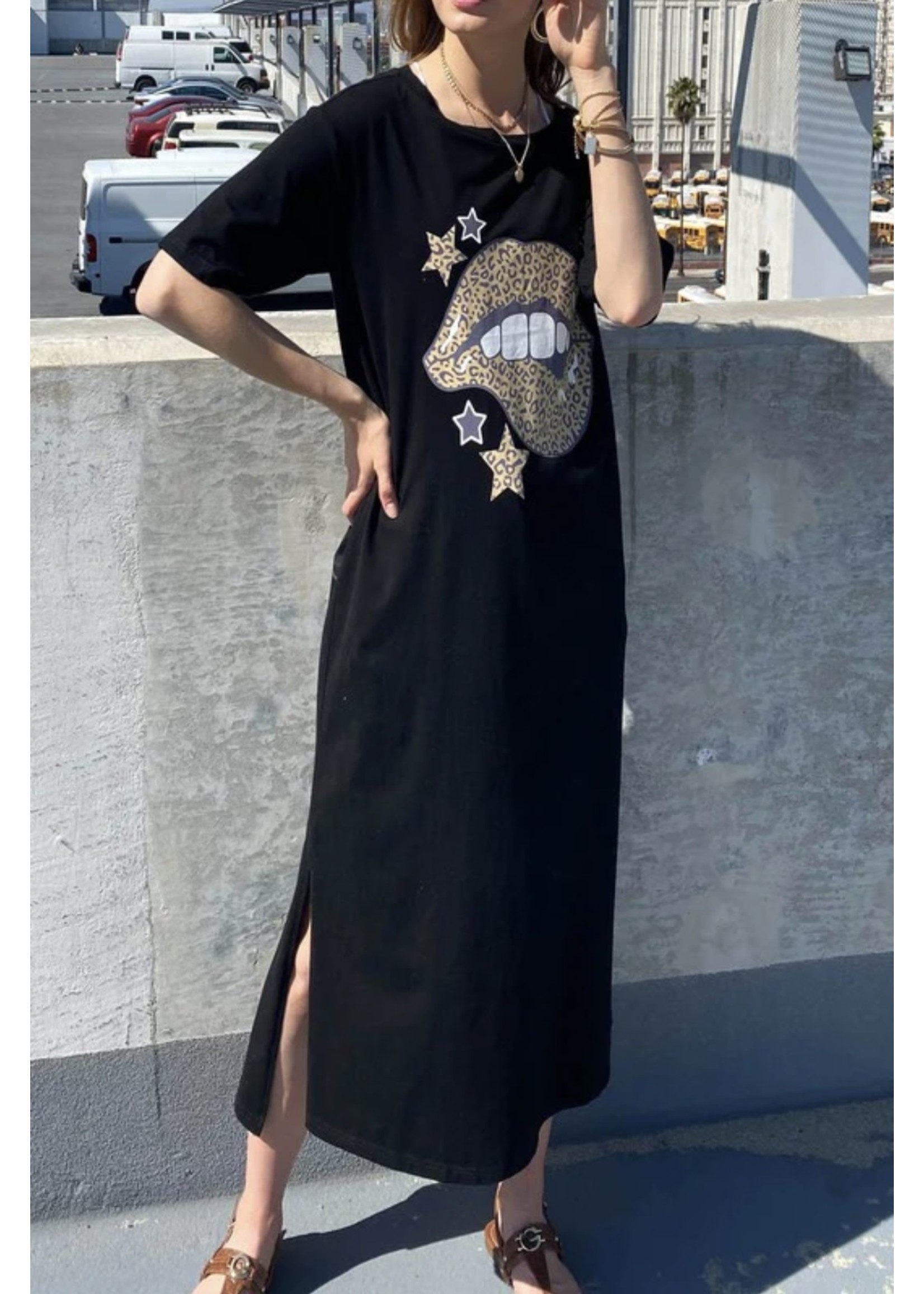 Cezele Leopard Lip T-shirt Dress FA22