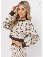 Le Lis Long Sleeve Printed Crop Sweater FA22