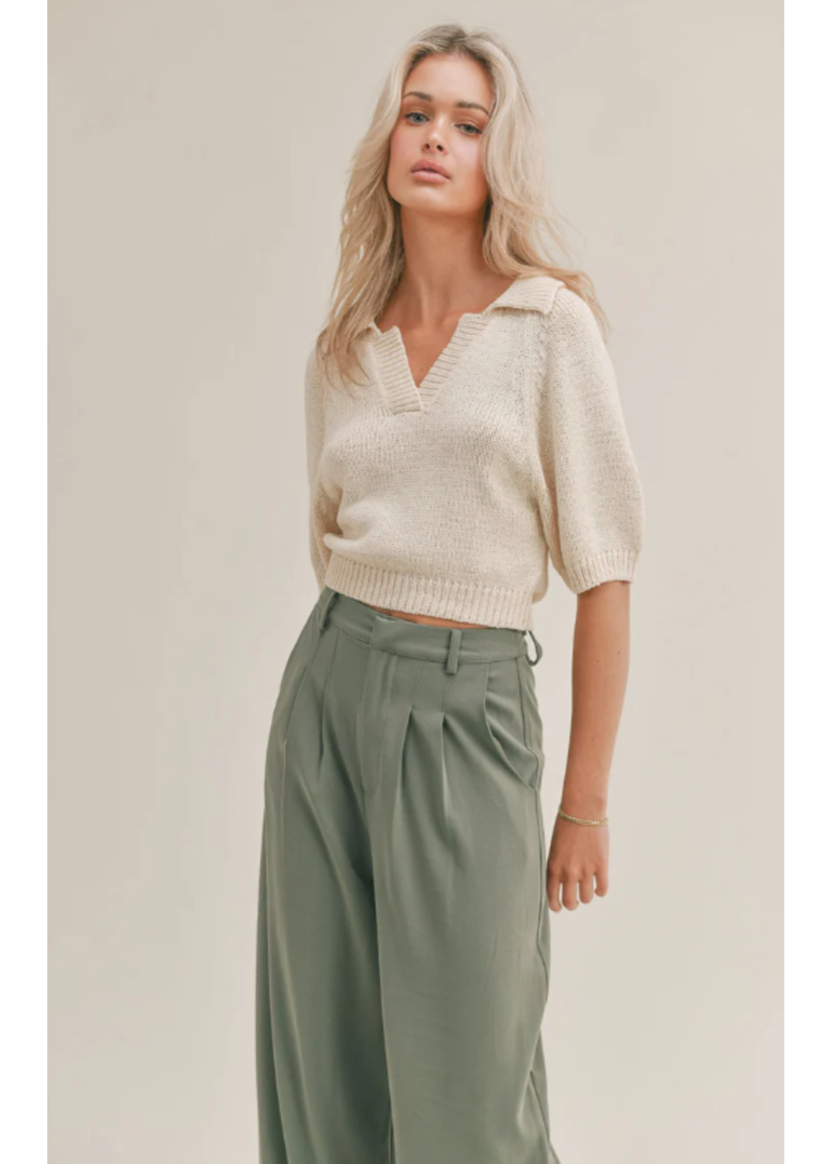 Sage the Label Sage The Label Cream Collared Sweater - SP23