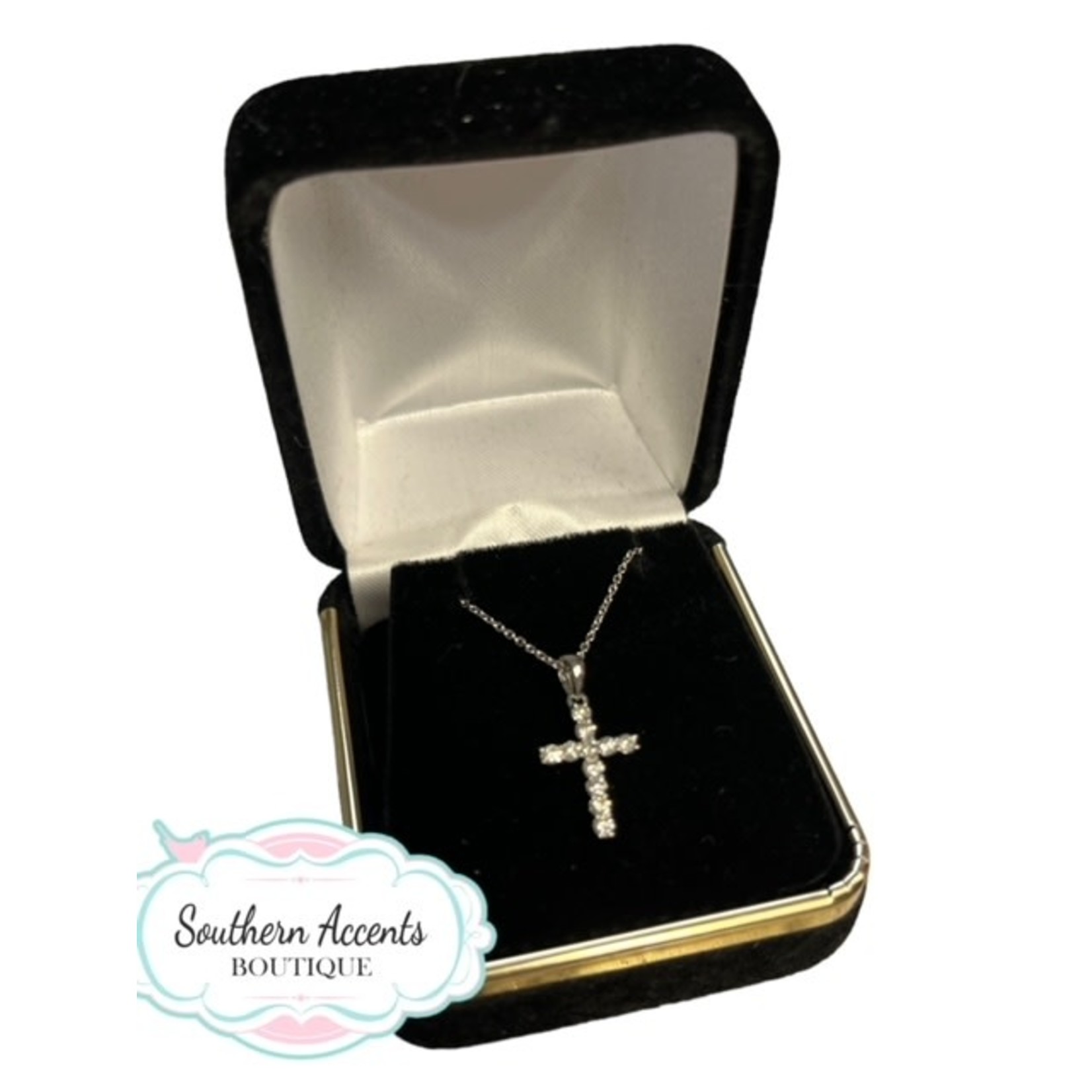 .26 DIAMOND CROSS 18k WHITE GOLD 18"