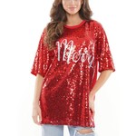 WHY DRESS MERRY SEQUIN TOP O/S