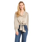 ALL TIED UP TAUPE SATIN TOP