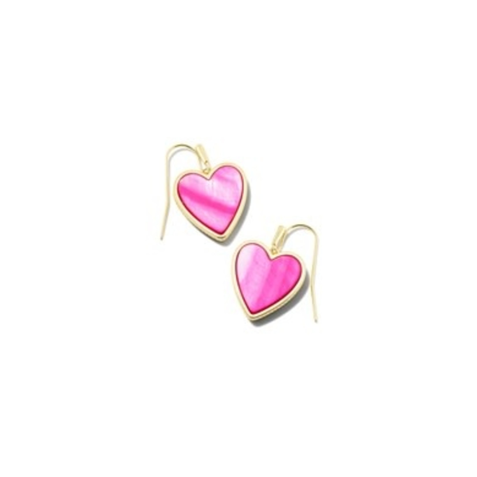 Lips Stud Earrings In Gold Bright Pink Opal