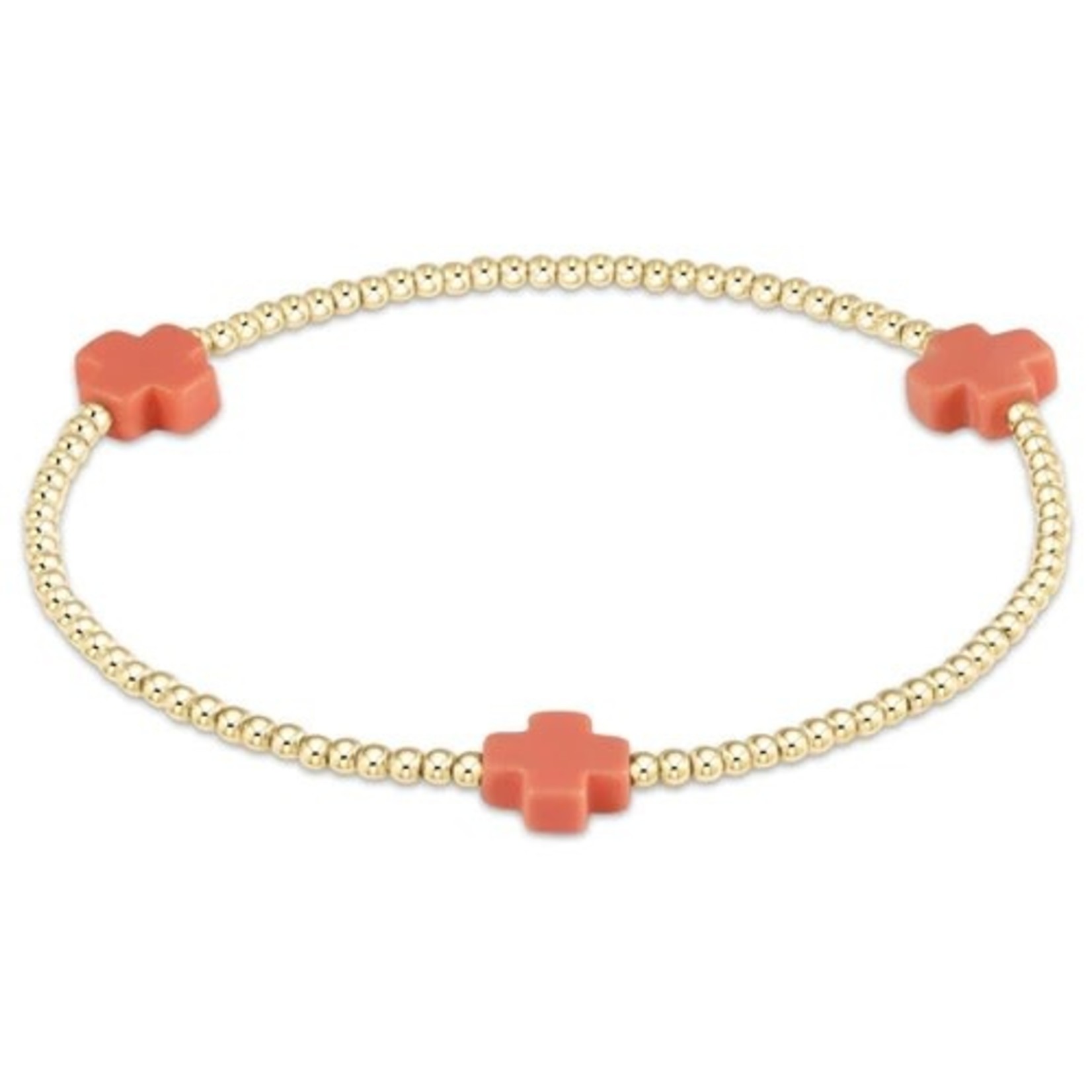SIGNATURE CROSS GOLD PATTERN 2MM BEAD BRACELET Southern Accents MS
