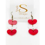 ALL HEARTS EARRING RED PEARL WHITE PEARL