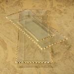 TEXTURED RECTANGULAR TRAY GOLD RIM