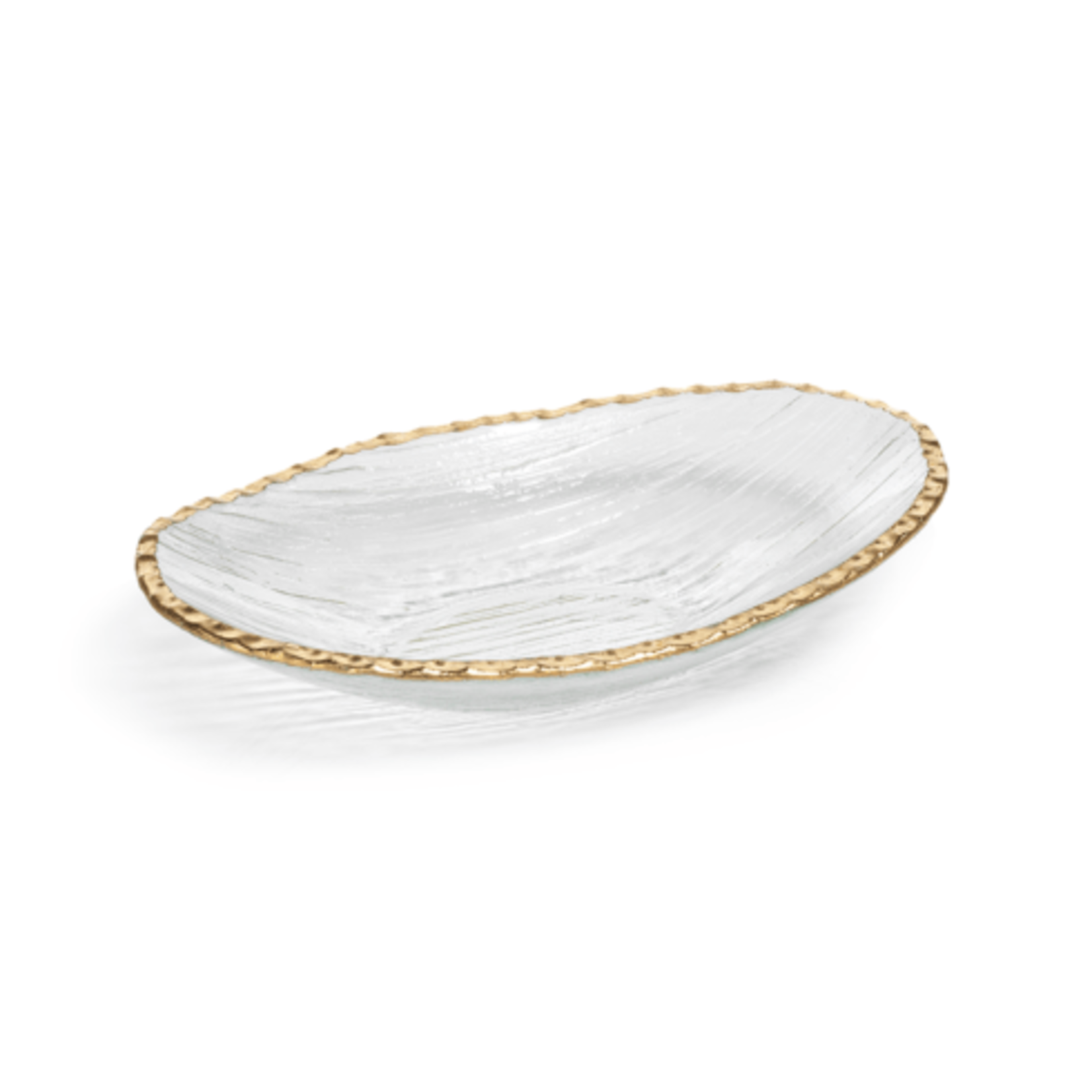 CLEAR TEXTURED BOWL GOLD TRIM