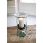 GLASS CANDLE CYLINDER W/ RUSTIC INSERT
