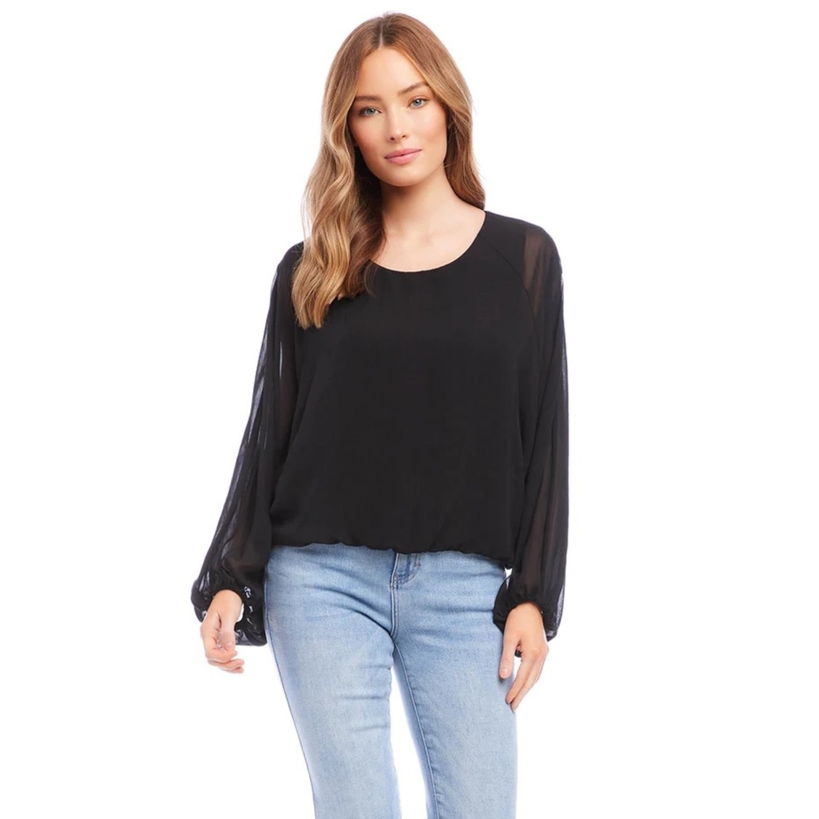 BLACK LANTERN SHEER SLEEVE TOP