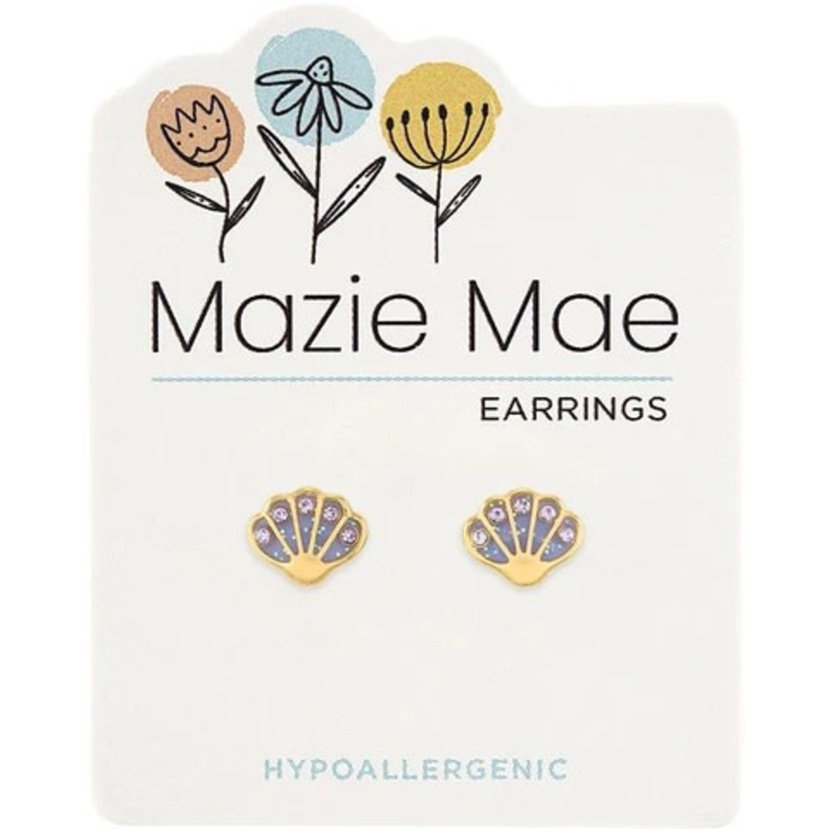 MAZIE MAE GOLD PURPLE SEASHELL STUD