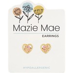 MAZIE MAE GOLD VINTAGE ROSE BUTTERFLY HEART STUD