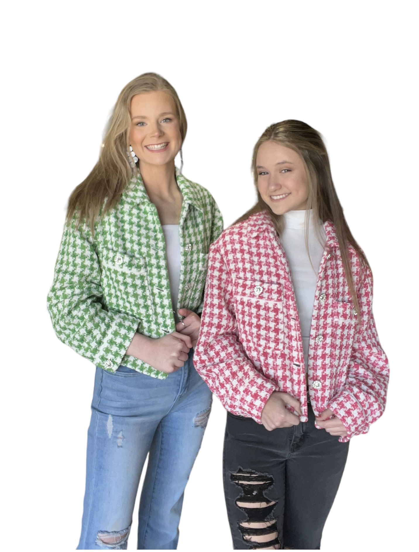 INNER ELLE PINK HOUNDSTOOTH JACKET Southern Accents MS