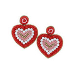 RED, PINK & PEARL HEART EARRING