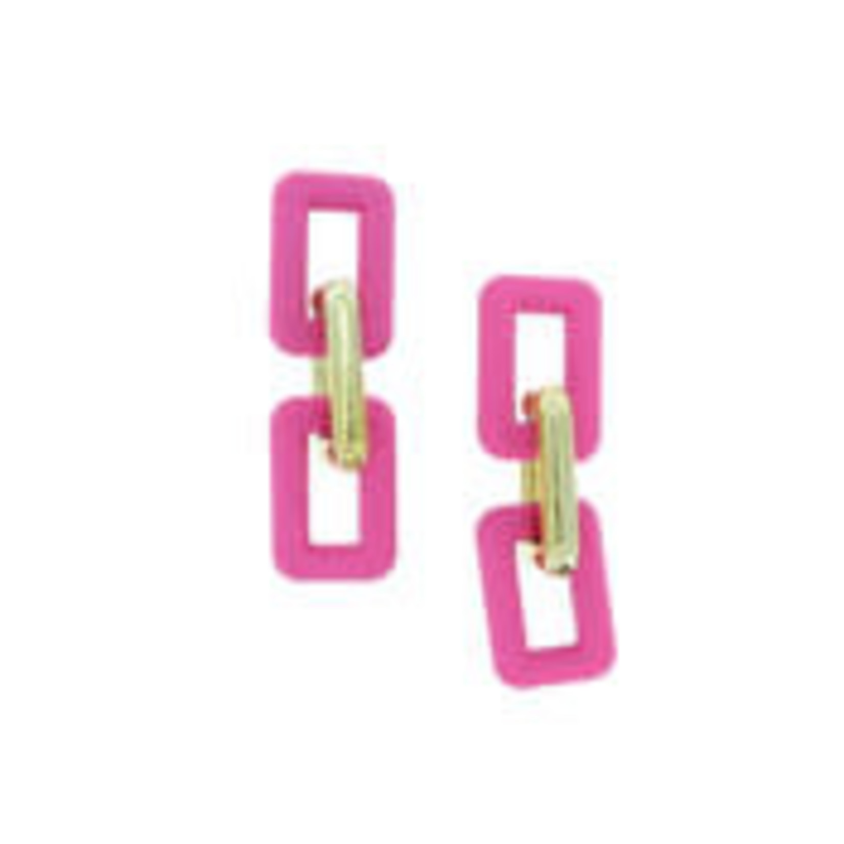 CHUNKY HOT PINK LINKS EARRING