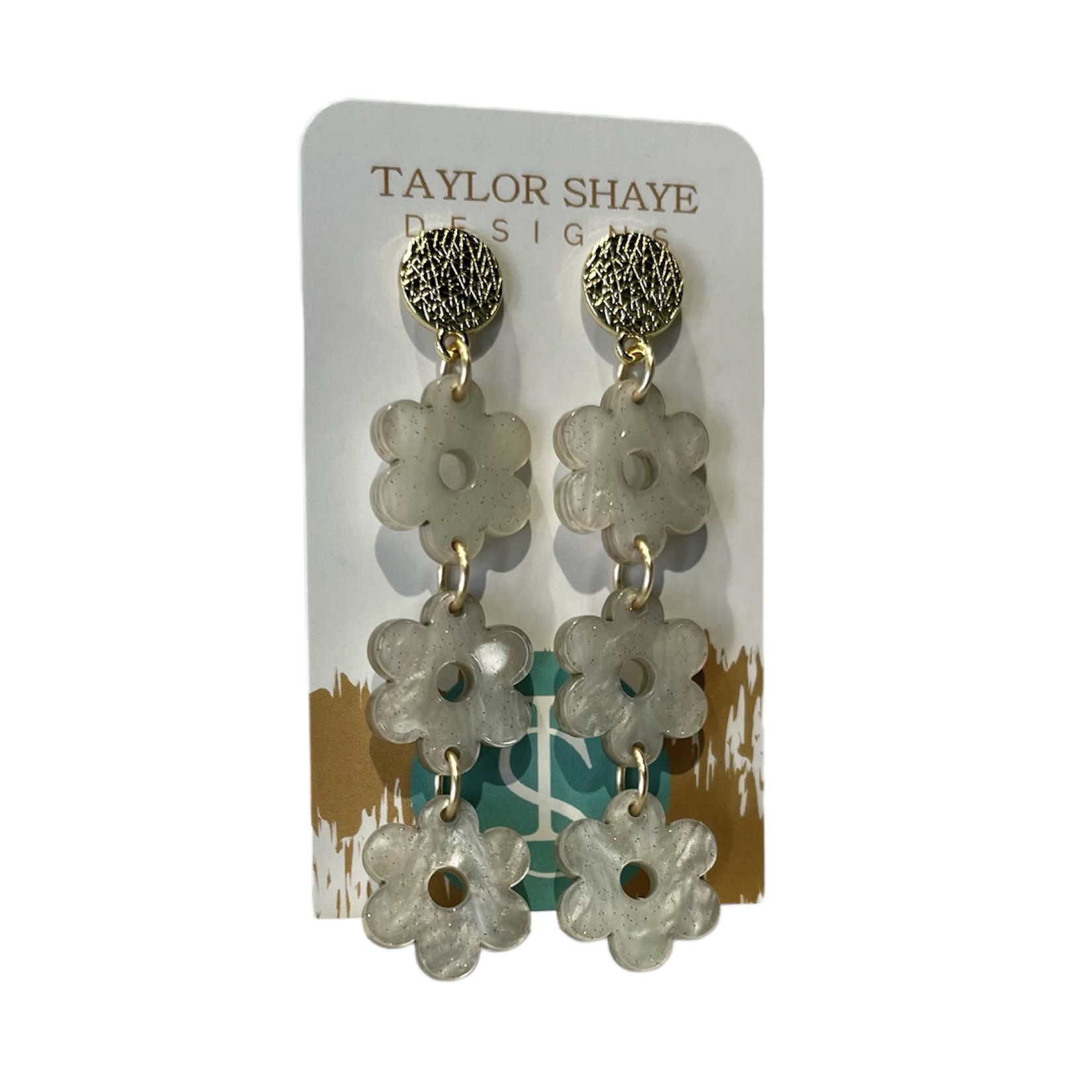 TRIPLE FLOWER DROPS EARRINGS SHIMMER