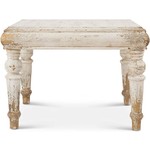 SQUARE DISTRESSED WHITEWASHED & GOLD END TABLE