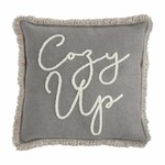 MUD PIE COZY UP LIGHT GRAY DHURRIE COTTON THROW PILLOW