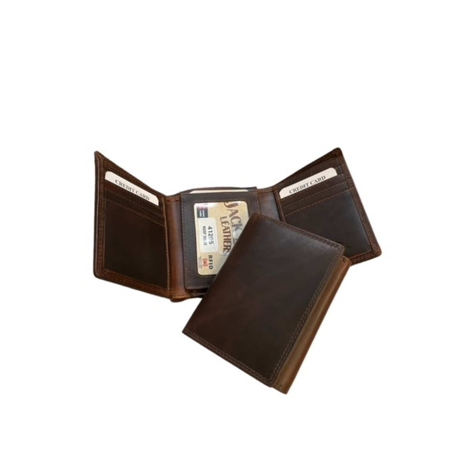 BROWN LEATHER TRIFOLD WALLET