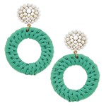 ELENA CIRCLE WICKER PEARL DROP EARRING