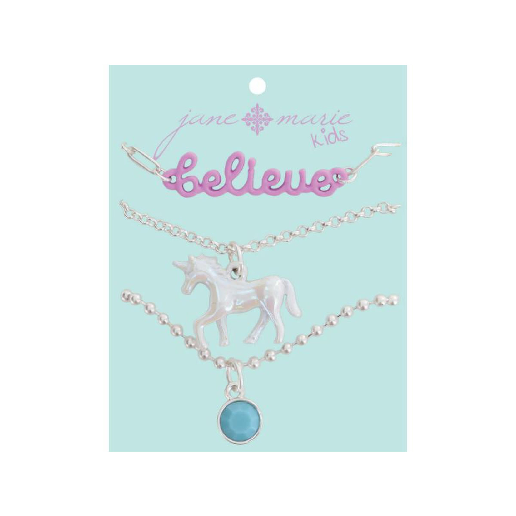 KIDS BELIEVE BAR NECKLACE SET OF 3