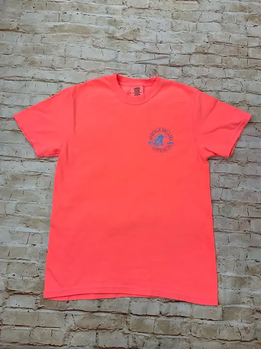 SPECKLE BELLIES CIRCLE LOGO TSHIRT NEON RED ORANGE - Southern Accents MS