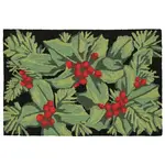 HOLLYBERRIES BLACK INDOOR/OUTDOOR RUG 2X3