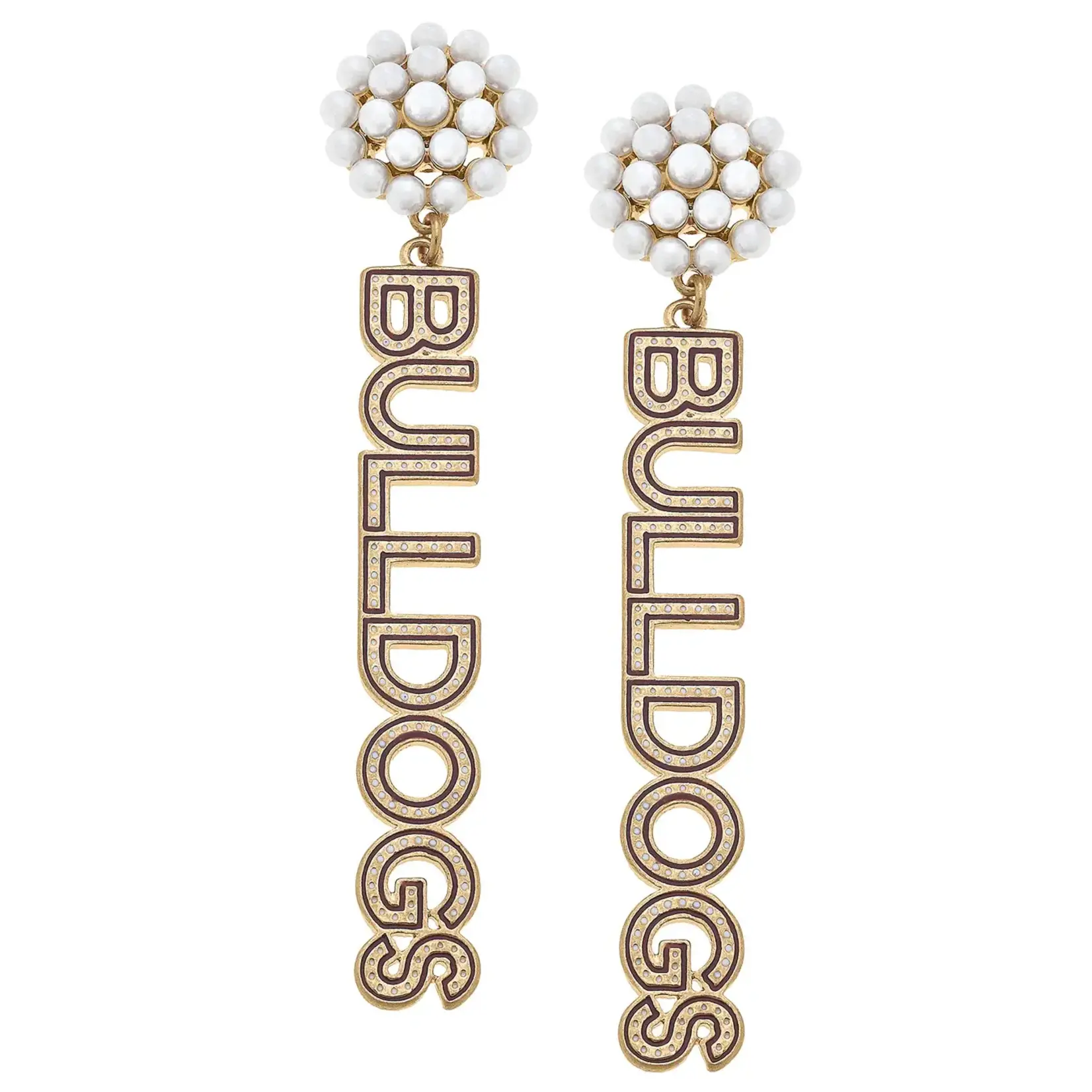 BULLDOGS PEARL CLUSTER DOTTED DROP EARRINGS