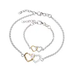 MOM & ME DOUBLE HEARTS STERLING SILVER & GOLD PLATED BRACELET SET