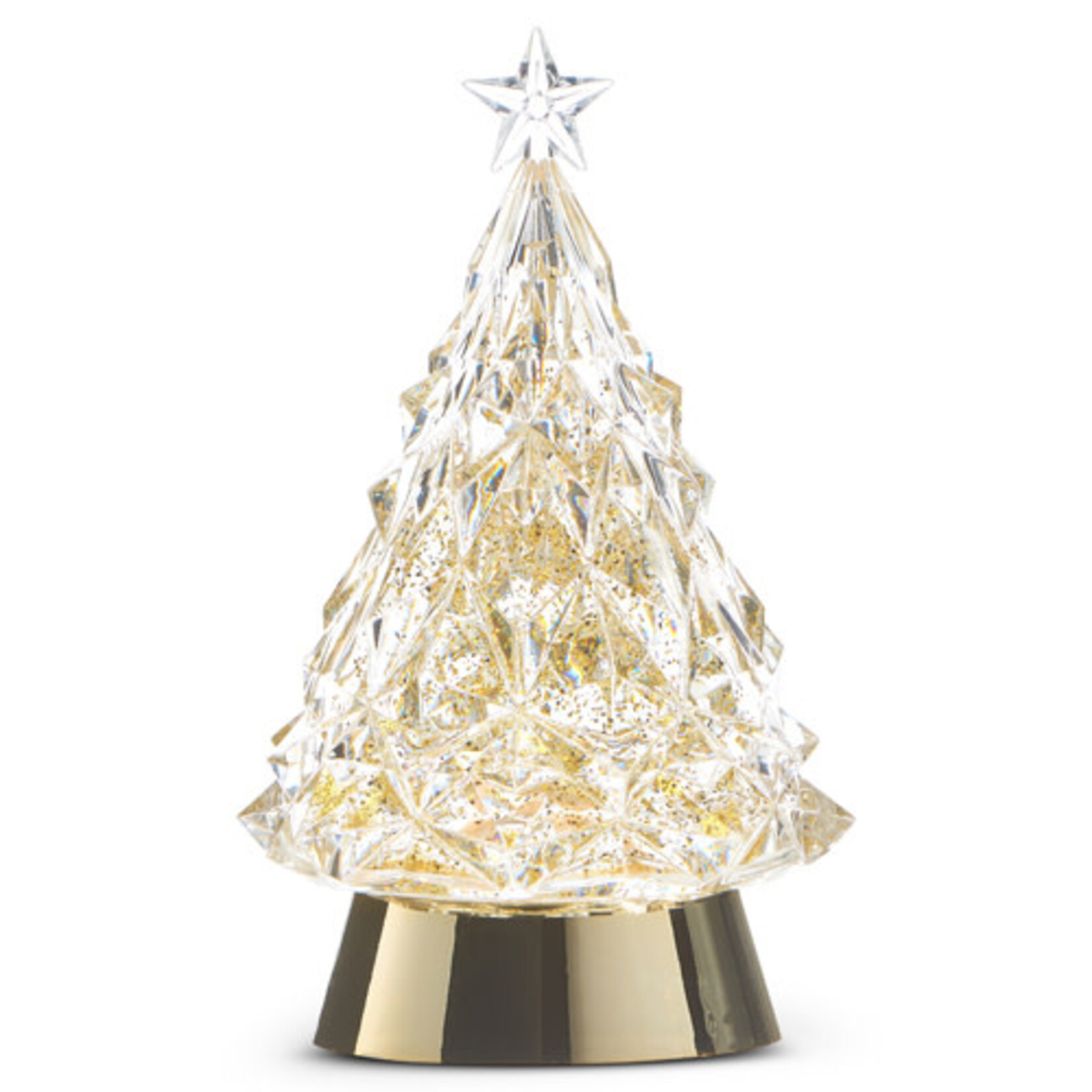 LIGHTED TREE WITH GOLD SWIRLING GLITTER 8.5"