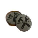 BEST GRANDPA LEATHER COASTERS 6PK