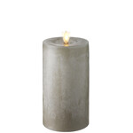 MOVING FLAME GREY CHALKY PILLAR CANDLE 3.5x7